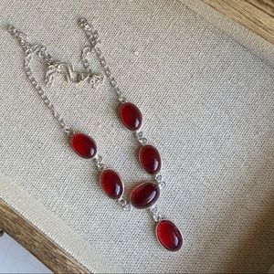 Garnet sterling silver Victorian silver necklace